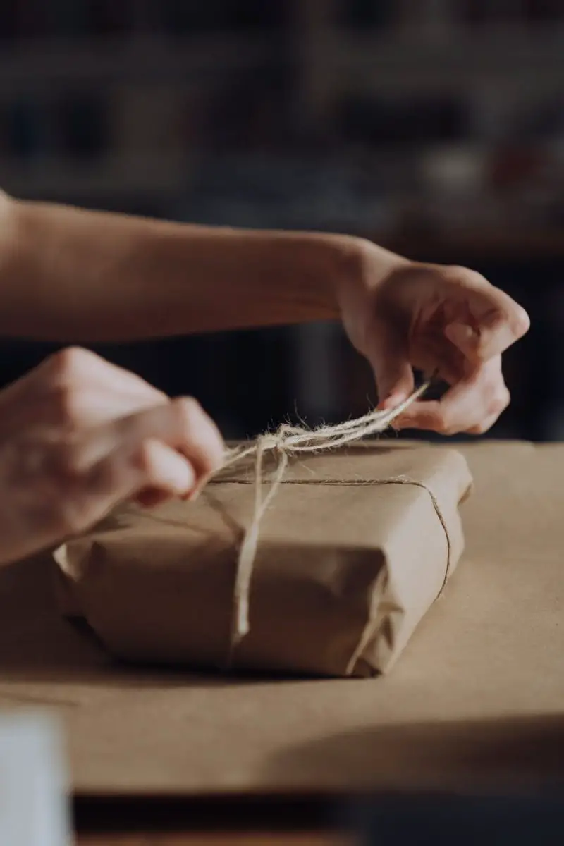 person holding brown paper bag