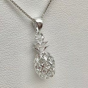Small Sterling Silver Pineapple Necklace, Hawaiian Jewelry, Pineapple Charm, Made In Hawaii, Tropical Jewelry, Kaumaha Pineapple Pendant