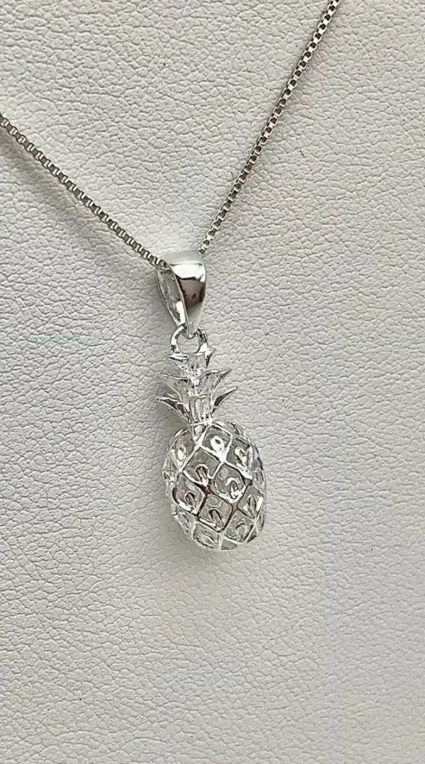 Small Sterling Silver Pineapple Necklace, Hawaiian Jewelry, Pineapple Charm, Made In Hawaii, Tropical Jewelry, Kaumaha Pineapple Pendant